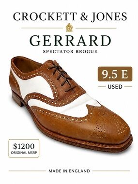 Crockett & Jones Gerrard Spectator Brogue UK 9.5E US 10.5 Made In England
